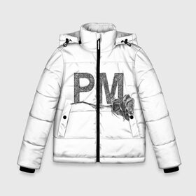 Зимняя куртка для мальчиков 3D с принтом Payton Moormeier в Екатеринбурге, ткань верха — 100% полиэстер; подклад — 100% полиэстер, утеплитель — 100% полиэстер | длина ниже бедра, удлиненная спинка, воротник стойка и отстегивающийся капюшон. Есть боковые карманы с листочкой на кнопках, утяжки по низу изделия и внутренний карман на молнии. 

Предусмотрены светоотражающий принт на спинке, радужный светоотражающий элемент на пуллере молнии и на резинке для утяжки | Тематика изображения на принте: letters p m | moormeier | payton | payton moormeier | payton moormeier мерч | pm | tiktok | буквы р м | звезда соцсетей | инициалы рм | мурмайер | мурмейер | пайтон | пайтон мурмайер | пейтон | пейтон мурмайер | пэйтон | пэйтон мурмайер