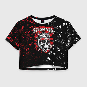 Женская футболка Crop-top 3D с принтом Stigmata в Екатеринбурге, 100% полиэстер | круглая горловина, длина футболки до линии талии, рукава с отворотами | Тематика изображения на принте: music | rock | stigmata | альтернатива | музыка | рок | стигмата | тарас уманскии