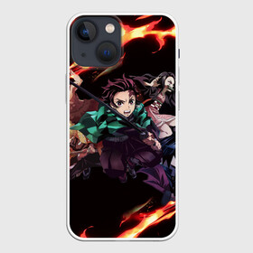 Чехол для iPhone 13 mini с принтом Kimetsu no Yaiba пламенный узор в Екатеринбурге,  |  | demon slayer | demon slayer: kimetsu no yaiba | kimetsu | kimetsu no yaiba | nezuko | slayer | tanjiro | клинок рассекающий демонов | незуко | танджиро | шинобу кочо