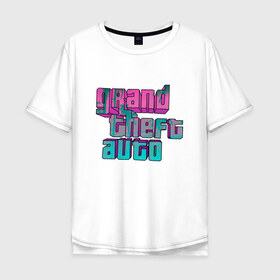 Мужская футболка хлопок Oversize с принтом Grand Theft Auto в Екатеринбурге, 100% хлопок | свободный крой, круглый ворот, “спинка” длиннее передней части | grand theft auto | gta | геометрия | гта | гта 5 | игра | линии | логотип | пеф