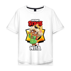 Мужская футболка хлопок Oversize с принтом BRAWL STARS NITA. в Екатеринбурге, 100% хлопок | свободный крой, круглый ворот, “спинка” длиннее передней части | bea | bibi | brawl stars | colt | crow | el brown | leon | leon shark | max | nita | sally leon | shark | акула | беа | берли | биби | бравл старс | браун | ворон | кольт | леон | леон акула | макс | нита | шелли