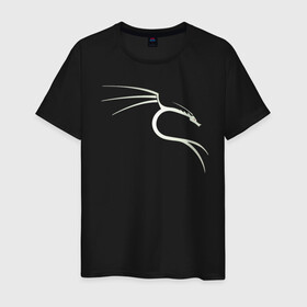 Мужская футболка хлопок с принтом Kali Linux в Екатеринбурге, 100% хлопок | прямой крой, круглый вырез горловины, длина до линии бедер, слегка спущенное плечо. | kali | linux | кали | линукс