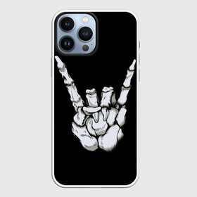 Чехол для iPhone 13 Pro Max с принтом Rock в Екатеринбурге,  |  | bones | fingers | metal | music | rock | коза | кости | метал | музыка | пальцы | рок | рука | скелет