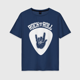 Женская футболка хлопок Oversize с принтом Rock в Екатеринбурге, 100% хлопок | свободный крой, круглый ворот, спущенный рукав, длина до линии бедер
 | fingers | metal | music | rock | коза | медиатор | метал | музыка | пальцы | рок | рука