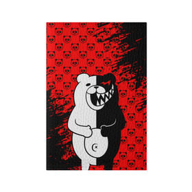 Обложка для паспорта матовая кожа с принтом MONOKUMA. в Екатеринбурге, натуральная матовая кожа | размер 19,3 х 13,7 см; прозрачные пластиковые крепления | anime | bear | black  white | danganronpa | kurokuma | monodam | monokuma | monomi | monotaro | pink | rabbit | school | shirokuma | аниме | главарь | мoноми | монокума | черно белый | школа