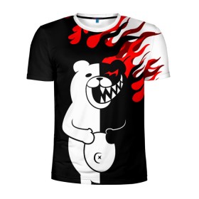 Мужская футболка 3D спортивная с принтом MONOKUMA. в Екатеринбурге, 100% полиэстер с улучшенными характеристиками | приталенный силуэт, круглая горловина, широкие плечи, сужается к линии бедра | Тематика изображения на принте: anime | bear | black  white | danganronpa | kurokuma | monodam | monokuma | monomi | monotaro | pink | rabbit | school | shirokuma | аниме | главарь | мoноми | монокума | черно белый | школа