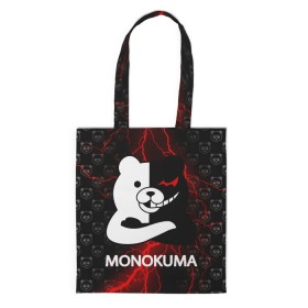 Сумка 3D повседневная с принтом MONOKUMA. в Екатеринбурге, 100% полиэстер | Плотность: 200 г/м2; Размер: 34×35 см; Высота лямок: 30 см | anime | bear | black  white | danganronpa | kurokuma | monodam | monokuma | monomi | monotaro | pink | rabbit | school | shirokuma | аниме | главарь | мoноми | монокума | черно белый | школа