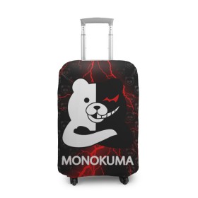 Чехол для чемодана 3D с принтом MONOKUMA. в Екатеринбурге, 86% полиэфир, 14% спандекс | двустороннее нанесение принта, прорези для ручек и колес | anime | bear | black  white | danganronpa | kurokuma | monodam | monokuma | monomi | monotaro | pink | rabbit | school | shirokuma | аниме | главарь | мoноми | монокума | черно белый | школа