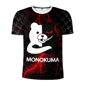 Мужская футболка 3D спортивная с принтом MONOKUMA. в Екатеринбурге, 100% полиэстер с улучшенными характеристиками | приталенный силуэт, круглая горловина, широкие плечи, сужается к линии бедра | anime | bear | black  white | danganronpa | kurokuma | monodam | monokuma | monomi | monotaro | pink | rabbit | school | shirokuma | аниме | главарь | мoноми | монокума | черно белый | школа