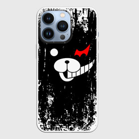 Чехол для iPhone 13 Pro с принтом Монокума черная мазня в Екатеринбурге,  |  | anime | bear | black  white | danganronpa | kurokuma | monodam | monokuma | monomi | monotaro | pink | rabbit | school | shirokuma | аниме | главарь | мoноми | монокума | черно белый | школа