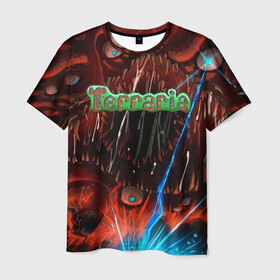 Мужская футболка 3D с принтом Terraria в Екатеринбурге, 100% полиэфир | прямой крой, круглый вырез горловины, длина до линии бедер | minecraft | terraria | инди игры | майнкрафт | террария