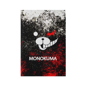 Обложка для паспорта матовая кожа с принтом MONOKUMA. в Екатеринбурге, натуральная матовая кожа | размер 19,3 х 13,7 см; прозрачные пластиковые крепления | anime | bear | black  white | danganronpa | kurokuma | monodam | monokuma | monomi | monotaro | pink | rabbit | school | shirokuma | аниме | главарь | мoноми | монокума | черно белый | школа