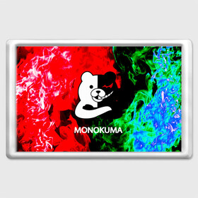 Магнит 45*70 с принтом MONOKUMA. в Екатеринбурге, Пластик | Размер: 78*52 мм; Размер печати: 70*45 | anime | bear | black  white | danganronpa | kurokuma | monodam | monokuma | monomi | monotaro | pink | rabbit | school | shirokuma | аниме | главарь | мoноми | монокума | черно белый | школа