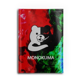 Обложка для автодокументов с принтом MONOKUMA. в Екатеринбурге, натуральная кожа |  размер 19,9*13 см; внутри 4 больших “конверта” для документов и один маленький отдел — туда идеально встанут права | Тематика изображения на принте: anime | bear | black  white | danganronpa | kurokuma | monodam | monokuma | monomi | monotaro | pink | rabbit | school | shirokuma | аниме | главарь | мoноми | монокума | черно белый | школа