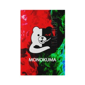 Обложка для паспорта матовая кожа с принтом MONOKUMA. в Екатеринбурге, натуральная матовая кожа | размер 19,3 х 13,7 см; прозрачные пластиковые крепления | Тематика изображения на принте: anime | bear | black  white | danganronpa | kurokuma | monodam | monokuma | monomi | monotaro | pink | rabbit | school | shirokuma | аниме | главарь | мoноми | монокума | черно белый | школа