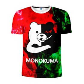 Мужская футболка 3D спортивная с принтом MONOKUMA. в Екатеринбурге, 100% полиэстер с улучшенными характеристиками | приталенный силуэт, круглая горловина, широкие плечи, сужается к линии бедра | anime | bear | black  white | danganronpa | kurokuma | monodam | monokuma | monomi | monotaro | pink | rabbit | school | shirokuma | аниме | главарь | мoноми | монокума | черно белый | школа