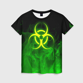 Женская футболка 3D с принтом BIOHAZARD в Екатеринбурге, 100% полиэфир ( синтетическое хлопкоподобное полотно) | прямой крой, круглый вырез горловины, длина до линии бедер | biohazard | radiation | re | re3 | residenr evil | toxic | virusвирус | world war z | биохазард | обитель зла | радиация | токсик | эпидемия