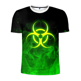 Мужская футболка 3D спортивная с принтом BIOHAZARD в Екатеринбурге, 100% полиэстер с улучшенными характеристиками | приталенный силуэт, круглая горловина, широкие плечи, сужается к линии бедра | Тематика изображения на принте: biohazard | radiation | re | re3 | residenr evil | toxic | virusвирус | world war z | биохазард | обитель зла | радиация | токсик | эпидемия