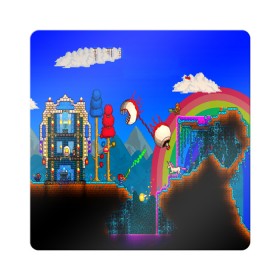 Магнит виниловый Квадрат с принтом TERRARIA GAME в Екатеринбурге, полимерный материал с магнитным слоем | размер 9*9 см, закругленные углы | Тематика изображения на принте: game | pixel | terraria | игра | пиксель | террариа