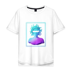 Мужская футболка хлопок Oversize с принтом Медуза Горгона в Екатеринбурге, 100% хлопок | свободный крой, круглый ворот, “спинка” длиннее передней части | Тематика изображения на принте: 