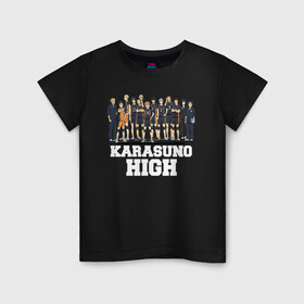 Детская футболка хлопок с принтом Karasuno HIGH в Екатеринбурге, 100% хлопок | круглый вырез горловины, полуприлегающий силуэт, длина до линии бедер | anime | haikyu | karasuno | tyan | аниме | анимэ | волейбол | карасуно | киёко симидзу | корасуно | маленький гигант | онимэ | сёё хината | состав | тобио кагэяма | тян