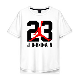 Мужская футболка хлопок Oversize с принтом MICHAEL JORDAN (23) в Екатеринбурге, 100% хлопок | свободный крой, круглый ворот, “спинка” длиннее передней части | 