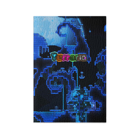 Обложка для паспорта матовая кожа с принтом Terraria в Екатеринбурге, натуральная матовая кожа | размер 19,3 х 13,7 см; прозрачные пластиковые крепления | game | pixel | terraria | игра | пиксель | террариа