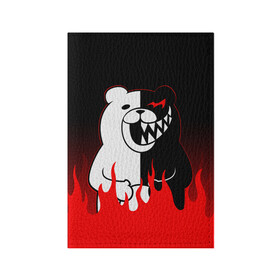 Обложка для паспорта матовая кожа с принтом MONOKUMA в Екатеринбурге, натуральная матовая кожа | размер 19,3 х 13,7 см; прозрачные пластиковые крепления | Тематика изображения на принте: anime | bear | black  white | danganronpa | kurokuma | monodam | monokuma | monomi | monotaro | rabbit | school | shirokuma | аниме | главарь | мoноми | монокума | черно белый | школа