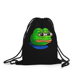 Рюкзак-мешок 3D с принтом Frog в Екатеринбурге, 100% полиэстер | плотность ткани — 200 г/м2, размер — 35 х 45 см; лямки — толстые шнурки, застежка на шнуровке, без карманов и подкладки | animal | frog | head | meme | голова | животные | лягушка | мем | прикол | юмор