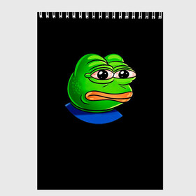 Скетчбук с принтом Frog в Екатеринбурге, 100% бумага
 | 48 листов, плотность листов — 100 г/м2, плотность картонной обложки — 250 г/м2. Листы скреплены сверху удобной пружинной спиралью | animal | frog | head | meme | голова | животные | лягушка | мем | прикол | юмор