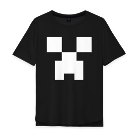 Мужская футболка хлопок Oversize с принтом MINECRAFT CREEPER в Екатеринбурге, 100% хлопок | свободный крой, круглый ворот, “спинка” длиннее передней части | block | creeper | cube | minecraft | pixel | блок | геометрия | крафт | крипер | кубики | майнкрафт | пиксели