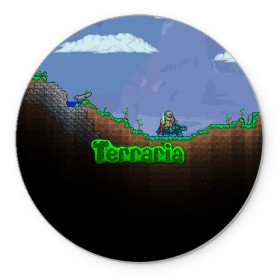 Коврик для мышки круглый с принтом terraria game в Екатеринбурге, резина и полиэстер | круглая форма, изображение наносится на всю лицевую часть | game | pixel | terraria | игра | пиксель | террариа