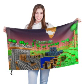 Флаг 3D с принтом terraria в Екатеринбурге, 100% полиэстер | плотность ткани — 95 г/м2, размер — 67 х 109 см. Принт наносится с одной стороны | game | pixel | terraria | игра | пиксель | террариа
