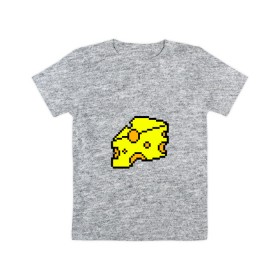 Детская футболка хлопок с принтом Сыр-пиксели в Екатеринбурге, 100% хлопок | круглый вырез горловины, полуприлегающий силуэт, длина до линии бедер | Тематика изображения на принте: 