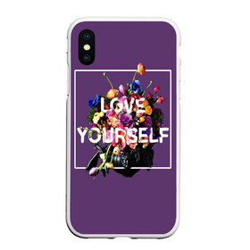 Чехол для iPhone XS Max матовый с принтом Love Yourself в Екатеринбурге, Силикон | Область печати: задняя сторона чехла, без боковых панелей | bangtan | bighit | boy | fake love | j hope | jimin | jin | jungkook | korea | kpop | live | luv | mic drop | rm | suga | v | with | бтс | кей | поп