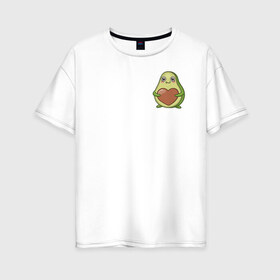 Женская футболка хлопок Oversize с принтом Avocado Heart в Екатеринбурге, 100% хлопок | свободный крой, круглый ворот, спущенный рукав, длина до линии бедер
 | avocado | heart | sticker | vegan | vegetarian | авокадо | веган | вегетарианство | сердце | стикер