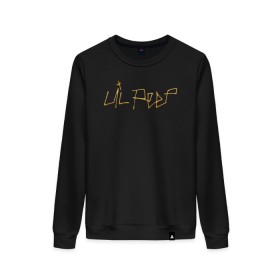 Женский свитшот хлопок с принтом LIL PEEP GOLDEN LOGO в Екатеринбурге, 100% хлопок | прямой крой, круглый вырез, на манжетах и по низу широкая трикотажная резинка  | lil peep | lil prince | pink | зарубежная музыка | лил пип | маленький принц