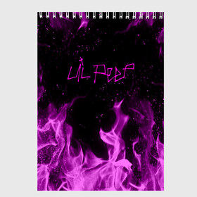 Скетчбук с принтом LIL PEEP FIRE в Екатеринбурге, 100% бумага
 | 48 листов, плотность листов — 100 г/м2, плотность картонной обложки — 250 г/м2. Листы скреплены сверху удобной пружинной спиралью | lil peep | lil prince | pink | зарубежная музыка | лил пип | маленький принц