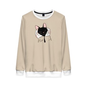 Женский свитшот 3D с принтом Милая кошечка в Екатеринбурге, 100% полиэстер с мягким внутренним слоем | круглый вырез горловины, мягкая резинка на манжетах и поясе, свободная посадка по фигуре | cat | детское платье с кошкой | для девочек | кот | кошка | милая | милая футболка | мужская футболка | рюкзак с кошкой | футболка | футболка 3d | футболка женская | футболка с котом