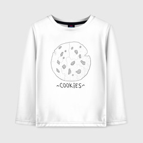 Детский лонгслив хлопок с принтом Cookies в Екатеринбурге, 100% хлопок | круглый вырез горловины, полуприлегающий силуэт, длина до линии бедер | cookies | графика | кофе | печенье | печеньки | постирония | прикольные картинки | сладости | чай