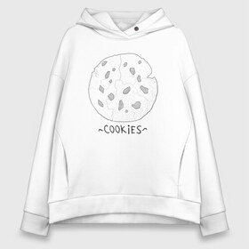 Женское худи Oversize хлопок с принтом Cookies в Екатеринбурге, френч-терри — 70% хлопок, 30% полиэстер. Мягкий теплый начес внутри —100% хлопок | боковые карманы, эластичные манжеты и нижняя кромка, капюшон на магнитной кнопке | cookies | графика | кофе | печенье | печеньки | постирония | прикольные картинки | сладости | чай