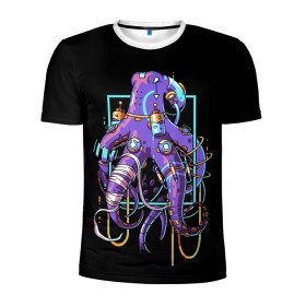 Мужская футболка 3D спортивная с принтом Octopus в Екатеринбурге, 100% полиэстер с улучшенными характеристиками | приталенный силуэт, круглая горловина, широкие плечи, сужается к линии бедра | 