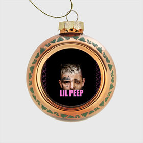 Стеклянный ёлочный шар с принтом Lil Peep в Екатеринбурге, Стекло | Диаметр: 80 мм | lil | peep | автор | модель | певец | рэпер | хип хоп | эмо рэп.