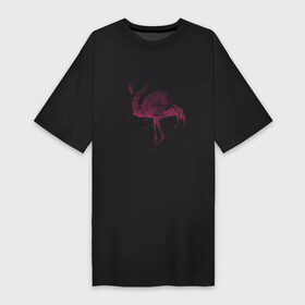 Платье-футболка хлопок с принтом Flamingo в Екатеринбурге,  |  | абстракция | акварель | арт | градиент | животные | минимализм | птицы | фламинго | экзотика | экзотические животные | экзотические птицы