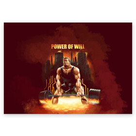 Поздравительная открытка с принтом Power of will в Екатеринбурге, 100% бумага | плотность бумаги 280 г/м2, матовая, на обратной стороне линовка и место для марки
 | power | powerlifting | sport | strength | weightlifting | бодибилдинг | качок | пауэрлифтинг | сила | спорт
