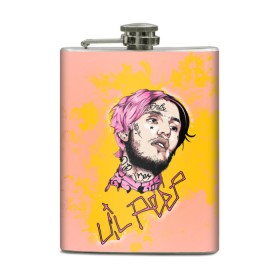 Фляга с принтом Lil Peep в Екатеринбурге, металлический корпус | емкость 0,22 л, размер 125 х 94 мм. Виниловая наклейка запечатывается полностью | Тематика изображения на принте: 