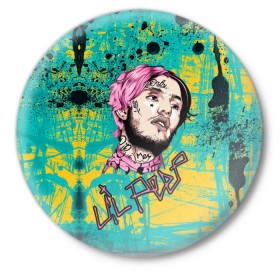 Значок с принтом Lil Peep в Екатеринбурге,  металл | круглая форма, металлическая застежка в виде булавки | lil | peep | автор | модель | певец | рэпер | хип хоп | эмо рэп.