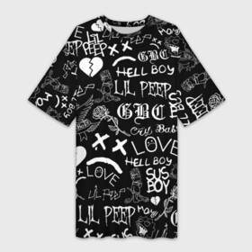 Платье-футболка 3D с принтом LIL PEEP LOGOBOMBING | ЛИЛ ПИП в Екатеринбурге,  |  | lil peep | lil prince | pink | зарубежная музыка | лил пип | маленький принц