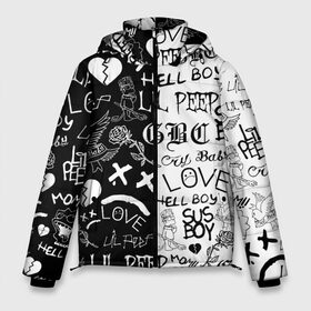 Мужская зимняя куртка 3D с принтом LIL PEEP LOGOBOMBING в Екатеринбурге, верх — 100% полиэстер; подкладка — 100% полиэстер; утеплитель — 100% полиэстер | длина ниже бедра, свободный силуэт Оверсайз. Есть воротник-стойка, отстегивающийся капюшон и ветрозащитная планка. 

Боковые карманы с листочкой на кнопках и внутренний карман на молнии. | lil peep | lil prince | pink | зарубежная музыка | лил пип | маленький принц