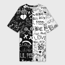 Платье-футболка 3D с принтом LIL PEEP LOGOBOMBING | ЛИЛ ПИП в Екатеринбурге,  |  | lil peep | lil prince | pink | зарубежная музыка | лил пип | маленький принц